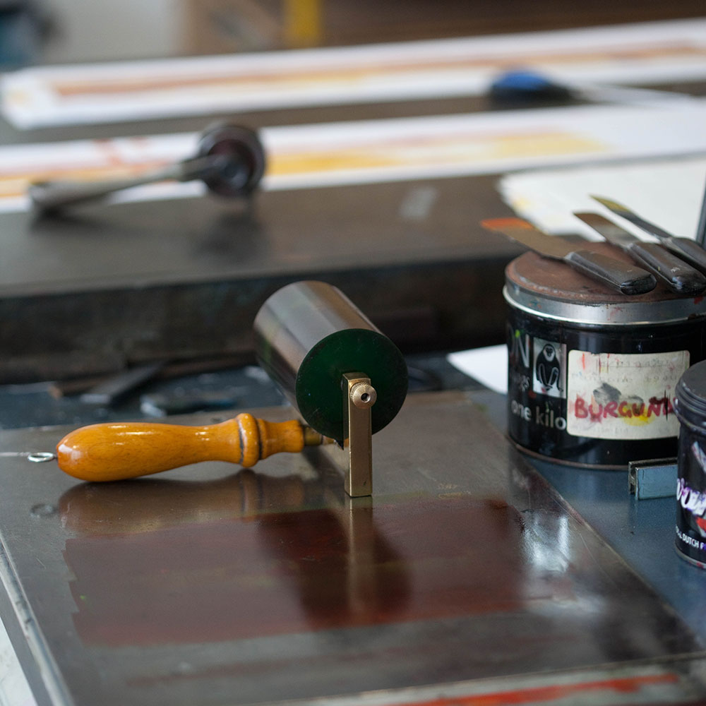 color roller at the letterpress workshop Plymouth University