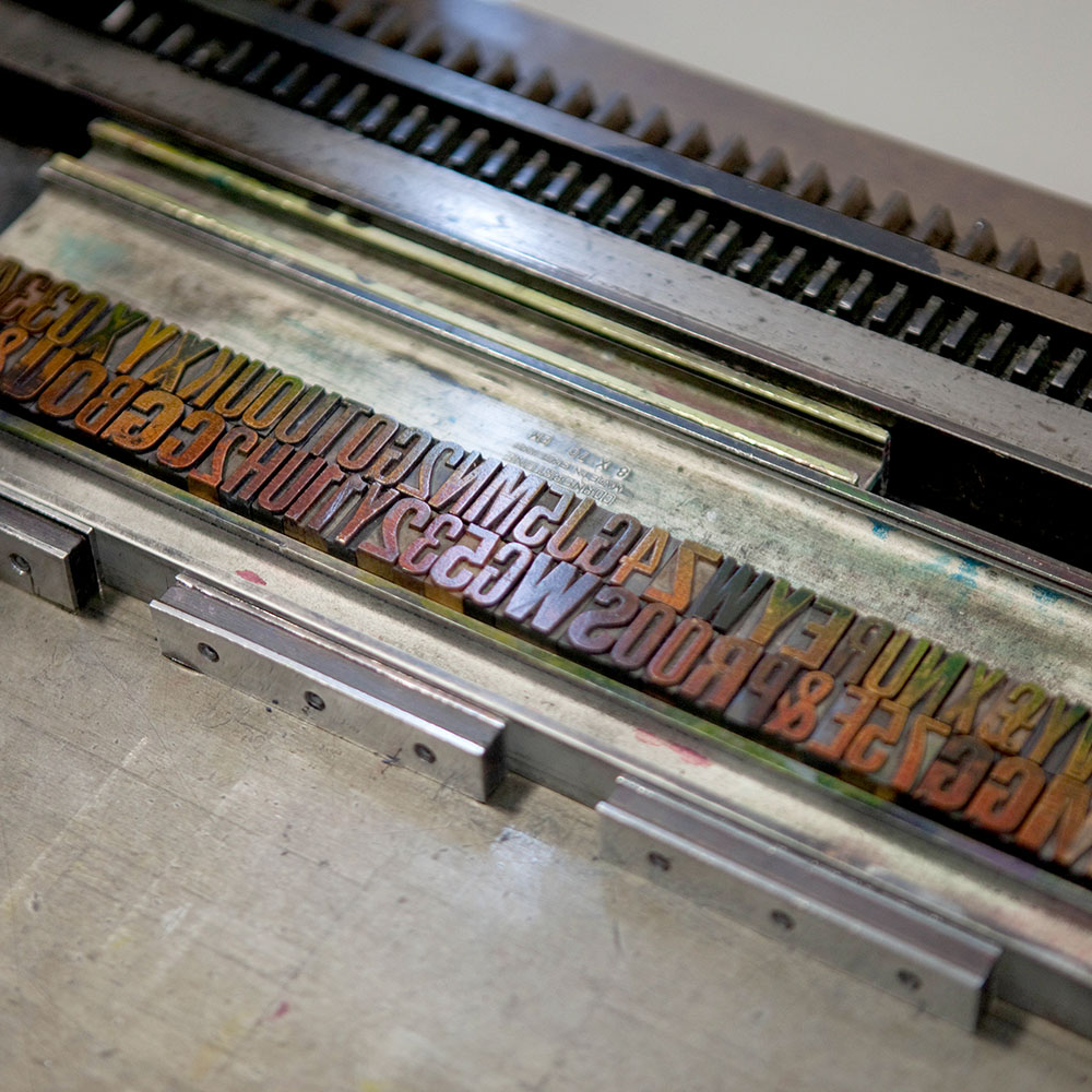 wood type at the letterpress workshop Plymouth University